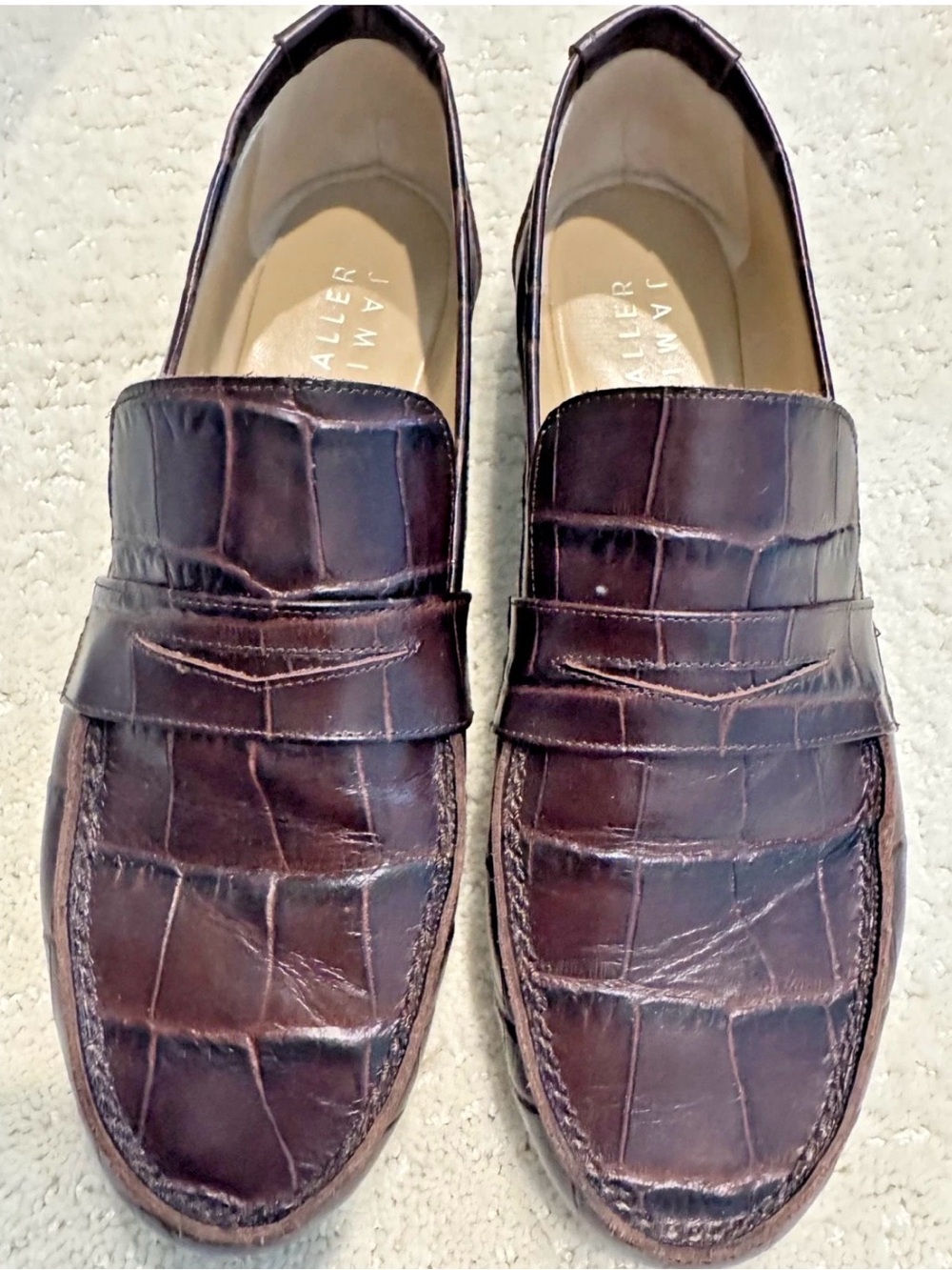 Jamie Haller burgundy Croc-Embossed Penny Loafers women’s 40